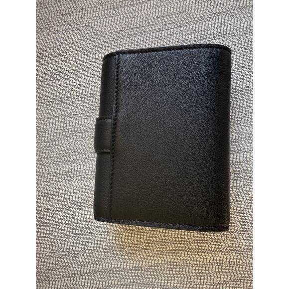 Jimmy Choo Black Leather Trifold Wallet NEW Crystal Jewel Card Holder Small - Picture 2 of 8